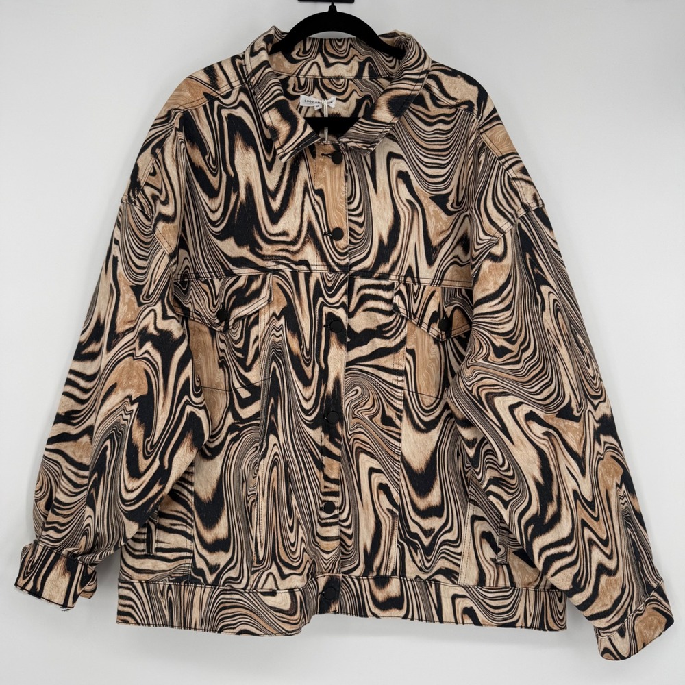 GOOD AMERICAN NATURAL SWIRL BOYFRIEND JACKET OVERSIZED SIZE 6 (2XL)